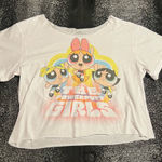Womens large Powerpuff Girls short sleeve cropped Tshirt White Photo 0