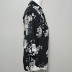 Iz Byer  Black Floral Roll Tab Button Down Size XS Photo 2