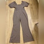 Free People Plaid Jumpsuit in Black and Tan Photo 3