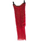 Majorelle Dress Strapless Ruched Sheer Overlay Polka Dot Red M Photo 1