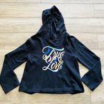 Anthropologie Super Nice Letters True Love Cropped Graphic Hoodie M Sweatshirt Photo 5