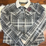 Wrangler Retro Texas A&M Sherpa Lined Plaid Jacket Women’s Small NWOT Gray Photo 0