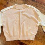 Boutique Together Women's Soft Cream and Pale Pink Slouchy Sweater Photo 0