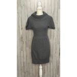 Loft Ann Taylor  Petites Gray Sweater Dress‎ Medium Short Sleeve Cowl Neck Photo 1
