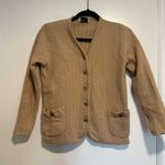 Vintage 40s Womens Dalton Turners Virgin Cashmere Brass Button Cardigan Sweater. Tan Size XS Photo 0