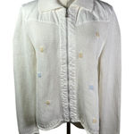 Blue Willi's Life Danish Design White Cotton Knit Full Zip Up Jacket L Pastel Size L Photo 0