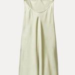 ZARA Dress Lime Green Satin Effect Maxi Midi Wedding Party Date Coctail Photo 9