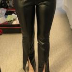 Front Slit Leather Pants Black Size XS Photo 0