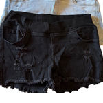 Maternity Set‎ 2 Distressed Denim Shorts Black Wash Frayed Hem Jean Short Large Photo 0