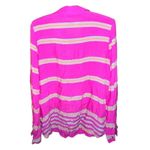 Old Navy light weight hot pink striped long sleeved button blouse size medium Photo 1