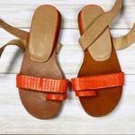 L.A.M.B. orange and taupe wrap around heel sandals Photo 5