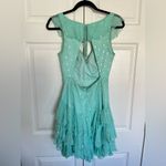 Sherri Hill Custom  Aqua and Silver  Sleeveless Chiffon Cocktail Size 0 Photo 4