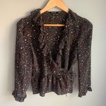 Madewell  Silk Ruffle-Hem Wrap Top in Starry Night Photo 4