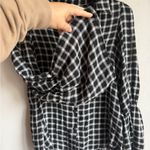 Waverly Grey Black Gray Plaid Button Down Long Bell Sleeve Blouse Women S Casual Photo 3