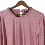 Adrianna Papell Swiss Dot Long Sleeve Blouse Womens XL Pink Feminine Coquette Photo 2