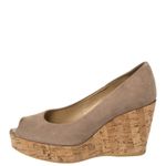 Stuart Weitzman  Grey Suede Anna Cork Wedge  
Platform Peep Toe Pumps Photo 6