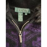 Ralph Lauren Wool Nordic Hooded Sweater Size Medium Rabbit Hair Black Purple Zip Photo 1