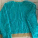 Juicy Couture Sweater Crop Shirt XL Eye Lash Sweater Ceramic Blue Lagoon Gold Photo 4