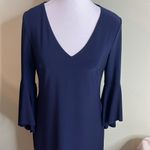 Ralph Lauren Lauren  Navy V-Neck Dress with Bell Sleeves Knee length, size 6P Photo 1
