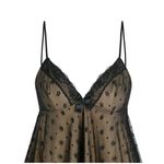 Cider NWT Sexy Floral Lace VNeck Ruffle Cami Stretch Top Adjustable Straps L Black Tan Photo 1
