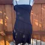 New Elegant Black Exposed Stitching Layered Square Neck Spaghetti Strap Dress L Gray Size L Photo 2