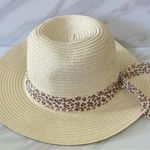 Jessica Simpson Animal Print Ribbon Straw Hat Photo 0