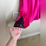 Cacique NTM: Hot Pink/Black Lace Babydoll Chemise Silk Blend Lingerie Sz 18/20 Photo 6