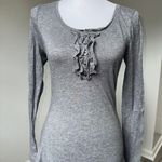 Old Navy  Gray Ruffle Button Henley Top Long Sleeve Stretch Knit S Elena Gilbert  Photo 0