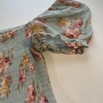 Becool Peasant Babydoll Smocked Mini Dress Puff Sleeves Spring Easter Floral S Green Photo 8