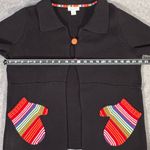 Christopher & Banks Women's Black Cotton Cardigan Sweater L Striped Long Sleeve Photo 6