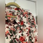 NWOT Potpourri Size 1X Rose Floral Print Button Down Denim Shacket Top Pockets Pink Photo 5