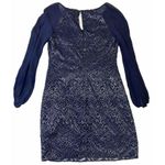 Lilly Pulitzer  Size 2 Carleigh Lace Navy Blue Silver Party/Cocktail Short Dress Photo 2