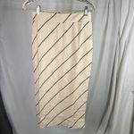 Lou & grey Skirt Women's Size S Beige Navy Striped Cotton Blend Casual Career Photo 1