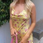 ZARA Safia Yellow Floral Draped Camisole Satin Slip Mini Dress Photo 2