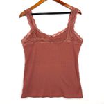 Maurice's XL Rouge Pink Solid Lace Trim Ribbed Tank Top Y2K Retro Babydoll Cute Photo 2