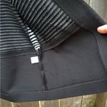 Ming Wang EUC  Open Front Sweat Top Black White Stripe Faux Leather Trim Medium Photo 6