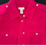 Chico's 0 Button Front Shirt Women S Short Sleeve Collar Chest Pocket Pink Modal Photo 1