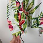 Marc New York Marc New York Womens Floral Button Up Cropped Tie Waist Blouse Large Tropical Photo 3