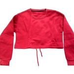 SheIn Cropped Drawstring Waist Sweatshirt in Red, Size S Photo 0