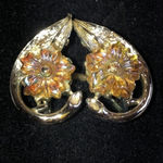 Coro Vintage Light Gold Tone Iridescent Yellow Resin Flower Clip On Earrings Photo 6