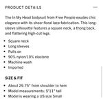 Free People In My Head Sheer Lace Bodysuit in Black NWOT size Small Photo 5