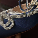 Blue and Silver Stiletto Heels with Rhinestone Embellishments Size 7 Photo 6