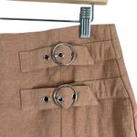 Umgee Mini Skirt Womens S Brown Linen Cotton Buckle Slit Neutral Scandinavian Photo 2
