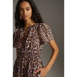 Anthropologie NWT Maeve Somerset Maxi in Orange Navy Print Cotton Dress L Photo 1