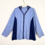 Hot Cotton Blue Denim Paneled Zip Up Hoodie Jacket Size 2X Photo 0