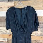 Madewell  Wrap Front Smock Waist Jumpsuit in Dot Jacquard Size Small Black Photo 4