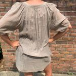 Body Central  Pleated Semi Sheer High Low Top Blouse L Photo 2