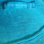 Tori Richard  short flutter sleeve blue linen top Photo 1