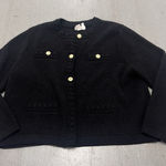 H & M Women's Black Knit Tweed Cardigan Jacket Gold Button Trim Size XL Photo 0