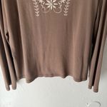 St Johns Bay Brown Long Sleeve Embroidered Boho Peasant Top Women's Large Photo 4